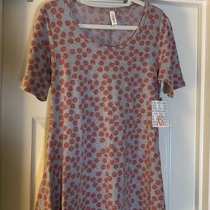 Lularoe Perfect Tee Gray with Red Polka Dots Size XS